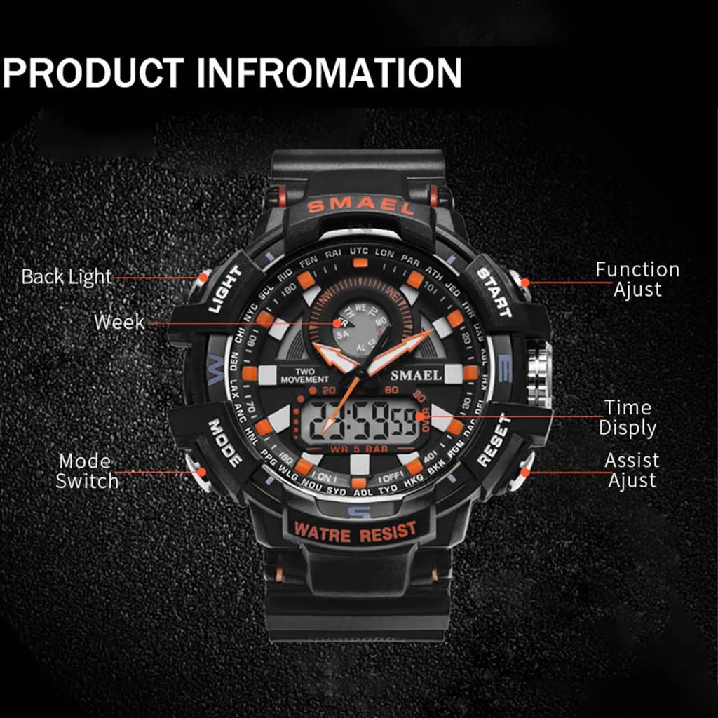 

high quality Casual Watch Men Waterproof Wrist Watch LED Electronic Digital Watches Men Sport Watches gifts for Men