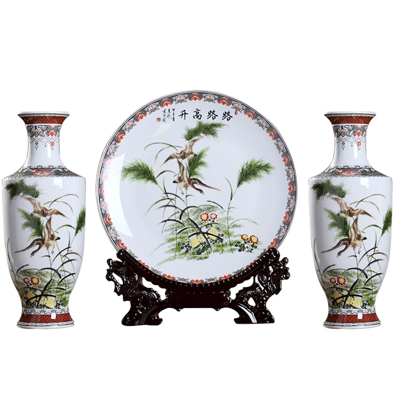 

Antique Jingdezhen Ceramic Vase Set Classical Chinese Landscape Patterns Traditional Handmade Vase Flower Vases Porcelain Vase