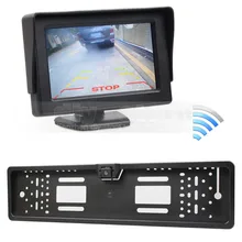 Inalámbrico Impermeable Capítulo de Matrícula de Coche Europeo de Visión Trasera Backup Camera + 4.3 pulgadas Lcd Monitor Del Coche
