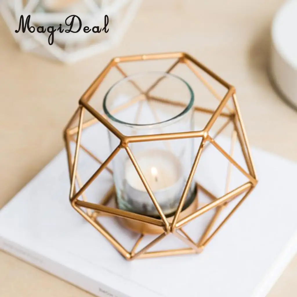 MagiDeal 2-set Geometric Polished Tealight Candle Holder Table Top Centerpiece Weddings Events Parties Decor
