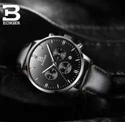 Для мужчин часы Топ Элитный бренд Бингер модные пояса из натуральной кожи ремень водостойкий многофункцион