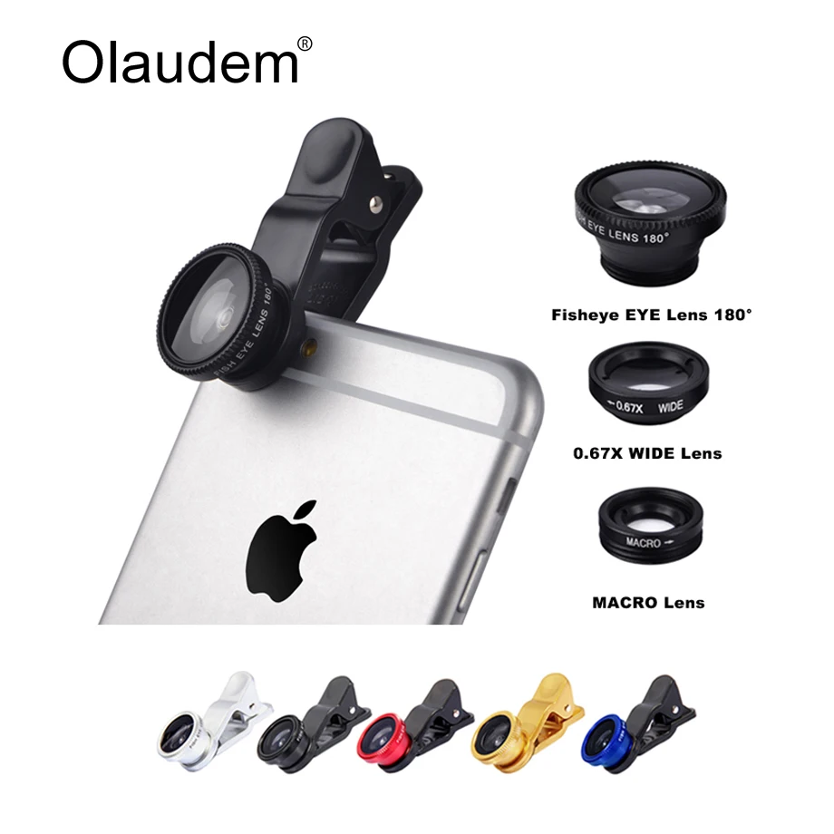 Universal 3 In 1 Mobile Phone Macro Fish Eye Lens Wide Angel Camera