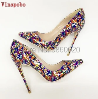 

fashion Patent Leather Print Stiletto Heels Office Women Shoes Pumps Fashion High Heels shoes woman Pointed Toe Sexy bridal Shoe