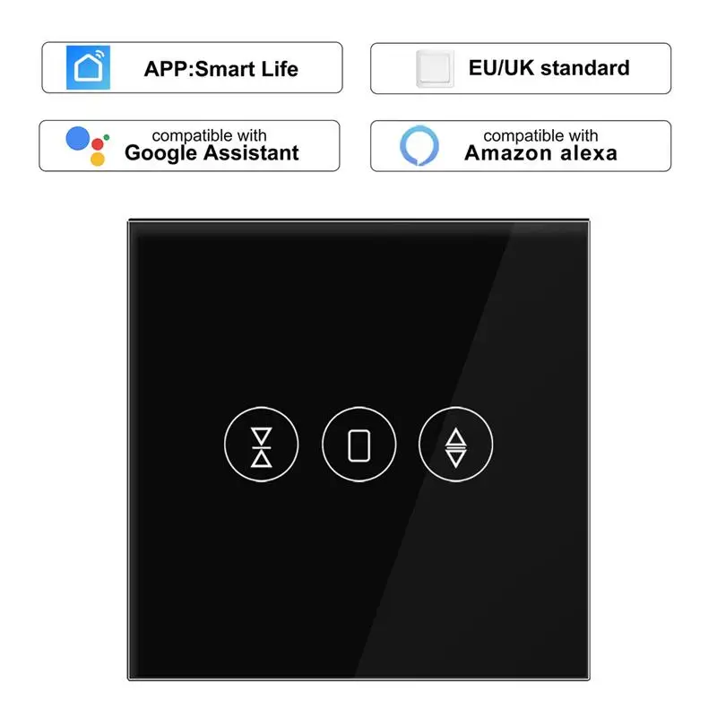 Tuya Smart Life шторка с WIFI переключатель для Электрический моторизованный занавес штора штарки ролика, Google Home, Amazon Alexa Голосовое управление Управление - Цвет: Черный