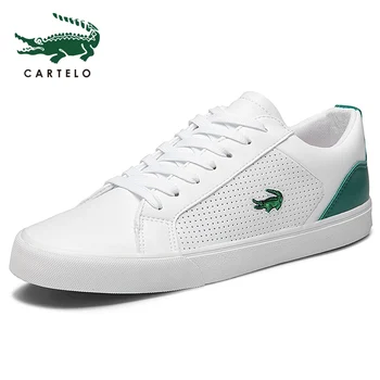 

CARTELO 2020 New Casual Shoes Men Leather Flat Shoes Lace-up Low Top Sneakers Tenis Masculino