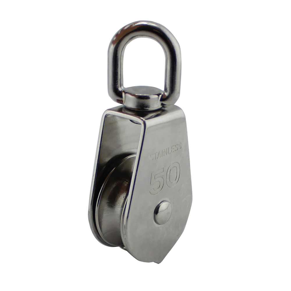 M50 Stainless Steel Single Wheel Swivel Pulley Block 400kg (Silver)in
