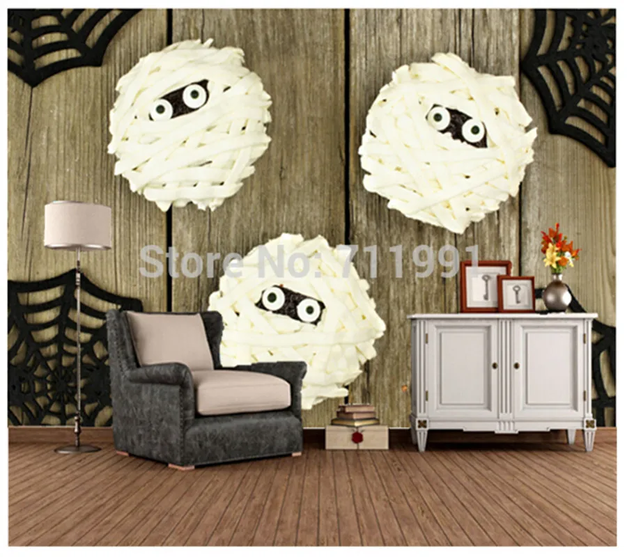 

Custom large mural of the living room sofa restaurant background wall wallpaper Halloween mummy cupcakes