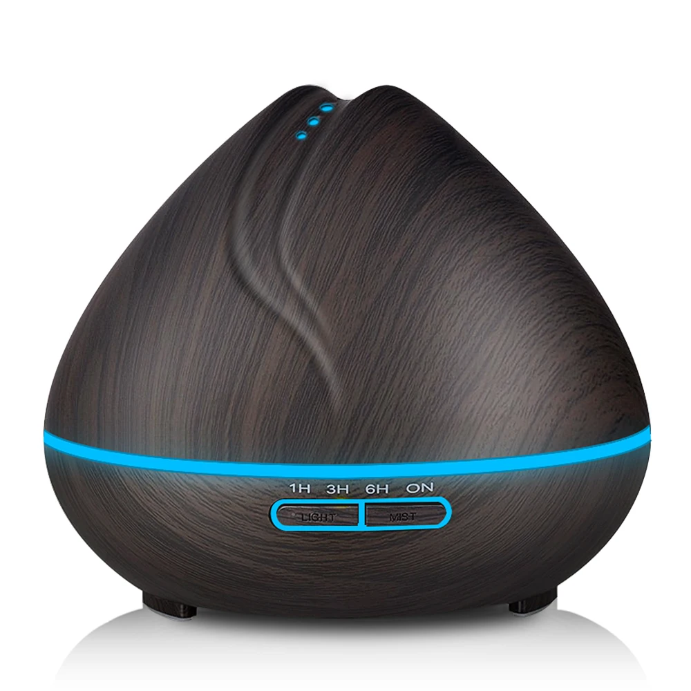 400ml Aroma Essential Oil Diffuser Ultrasonic Air Humidifier With Wood Grain 7 Color Changing LED Lights