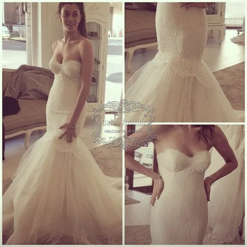 Vestido Де Novia 2017 Бутик Кружева Аппликации Лиф Милая С Плеча Лонг Русалка Свадебное