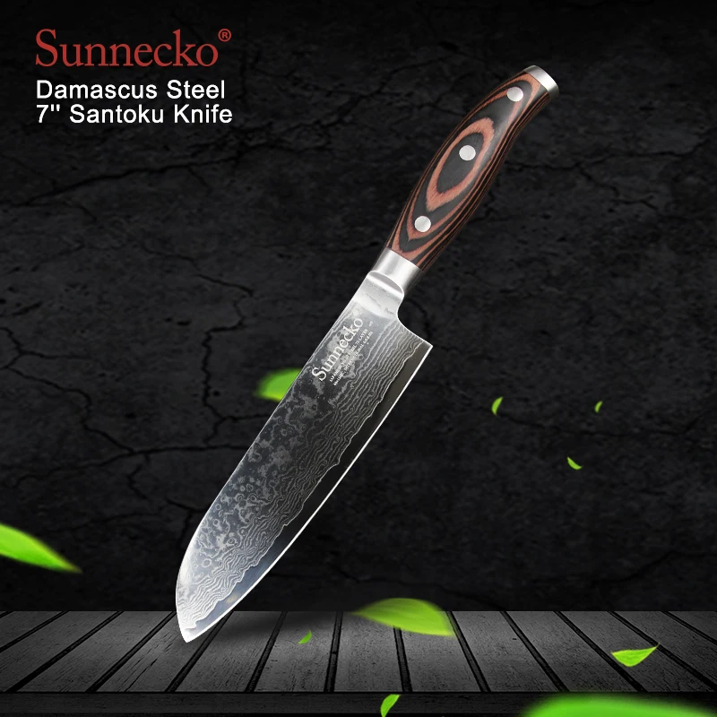 SUNNECKO 7 &quotнож Santoku 73 слоя Дамасская сталь кухонные ножи японский VG10 ядро лезвие Pakka