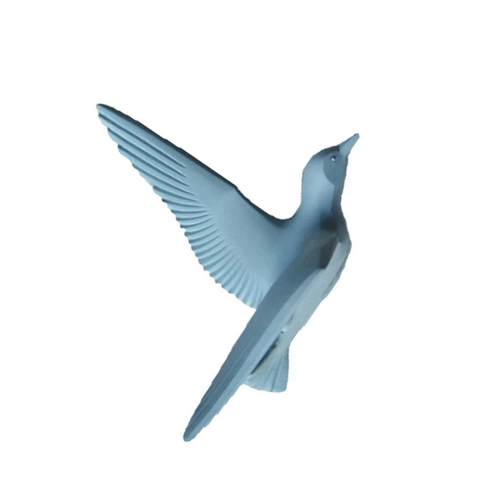 5pcs Nautical Resin 3D Birds Wall Art Murals Flying Seagull Sculpture Bedroom Wall Stickers DIY Home Hotel Decor Blue
