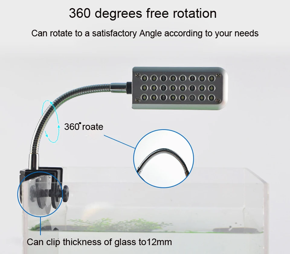 Аквариумный светодиодный светильник с зажимом-на лампе 1,5 Вт Светодиодный светильник для аквариума растения растут белый синий цвет сенсорный датчик переключатель