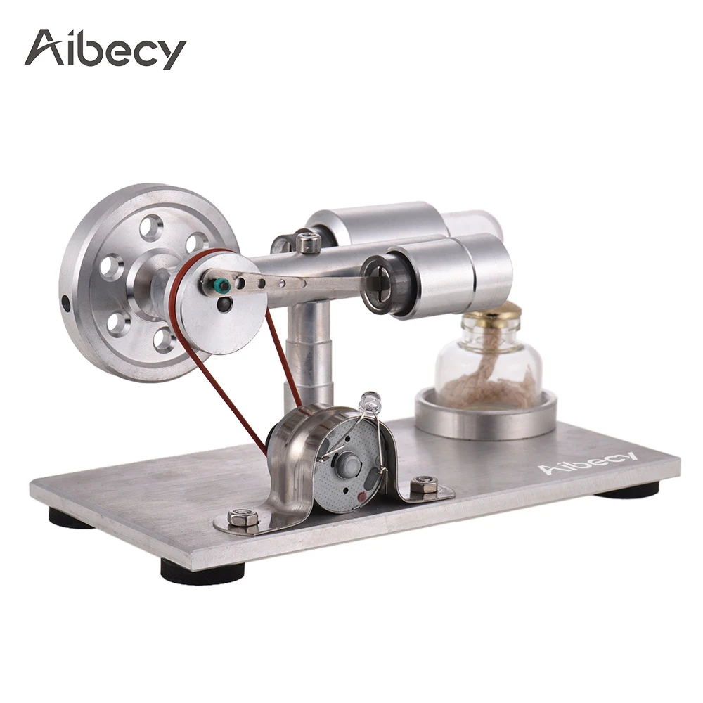 

Aibecy Hot Air Stirling Engine Motor Model Electricity Power Generator with LED Physics Educational Toy Birthday Gift