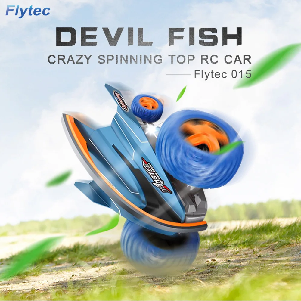 

Flytec 015 2.4G Remote Control Vehicle Mobula Crazy Devil Fish Monster Easy to Use Spin Stunt Car Sparkle Light RC Car Toy