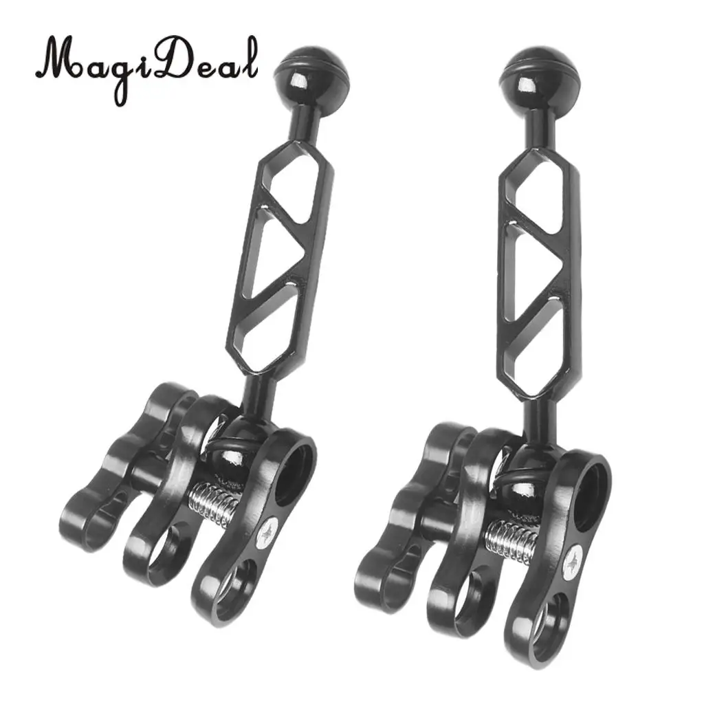 

2Pcs Durable Aluminum Alloy Scuba Diving Light Torch 6" Dual Ball Joint Arm Clamp Mount for Underwater Photography Camera