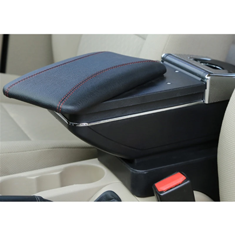 Автомобильный подлокотник коробка для Ford Fiesta 3 MK7 2009- Центральная коробка для хранения держатель стакана, пепельница консоль подлокотник детали для отделки автомобиля - Название цвета: Black
