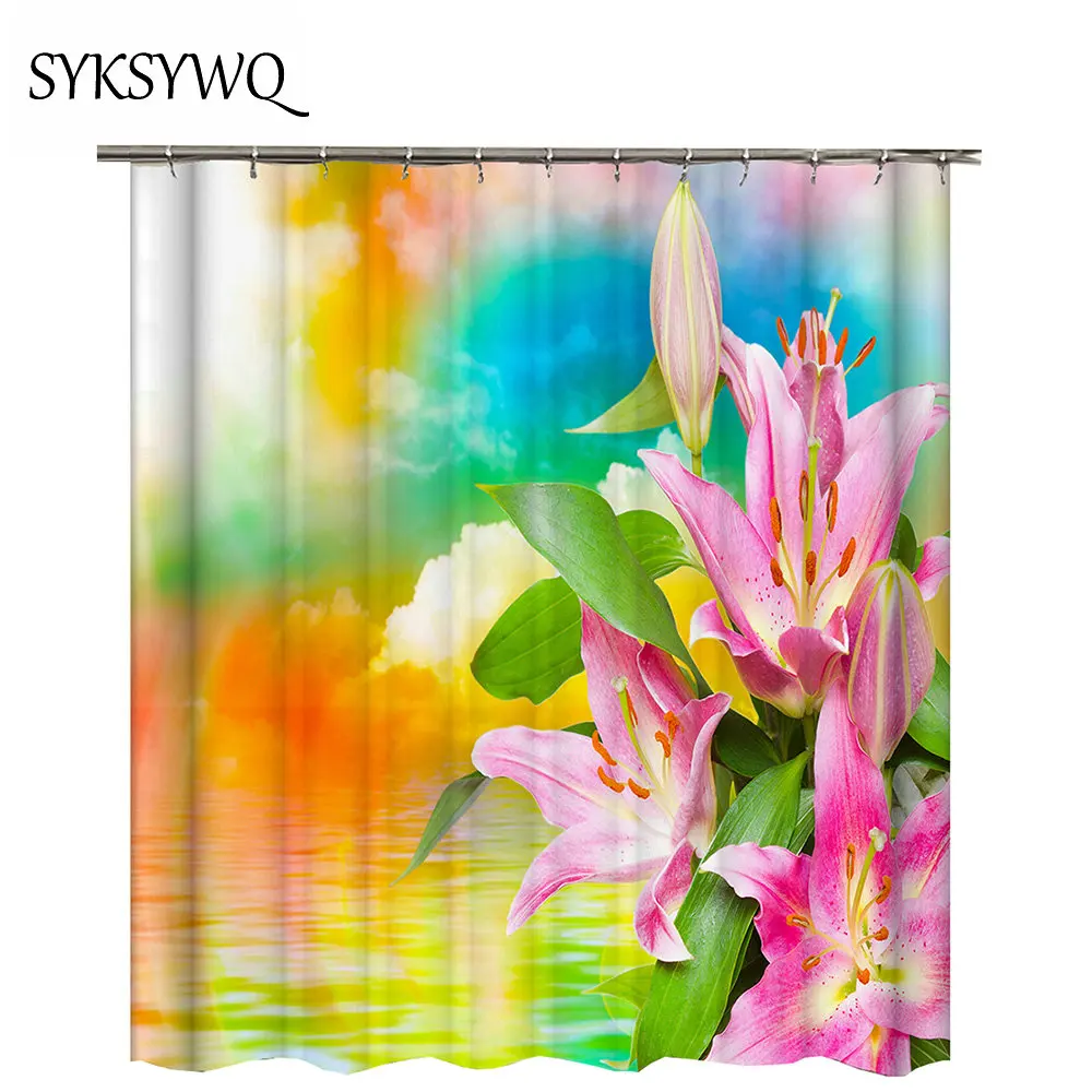 Lelie Bloemen Douchegordijn Stof Douche Gordijn Nieuwe Collectie