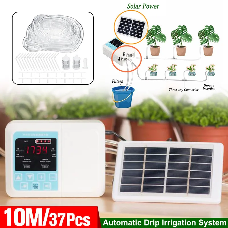 37 шт. Солнечная/USB зарядка интеллектуальное садовое автоматическое устройство орошения встроенный водяной насос Система капельного орошения таймер контроллер