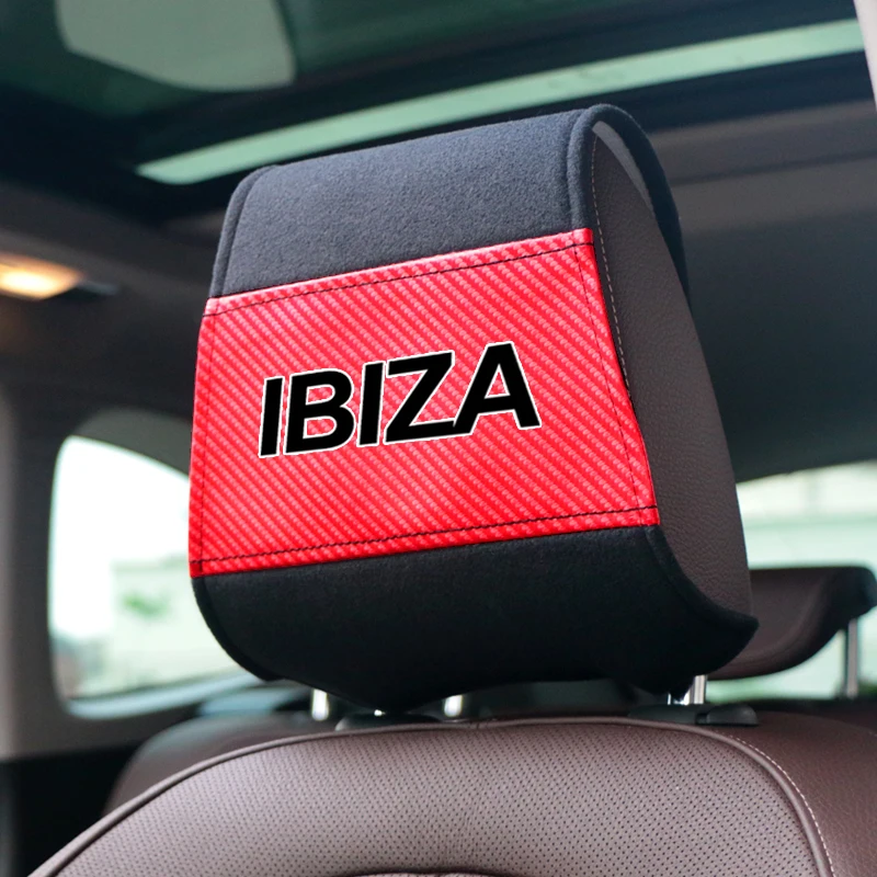 

Car styling head Leather Comfortable Soft Cushion Covers Fit For SEAT IBIZA LEON CUPRA Altea Belt Racing Car headrest cover