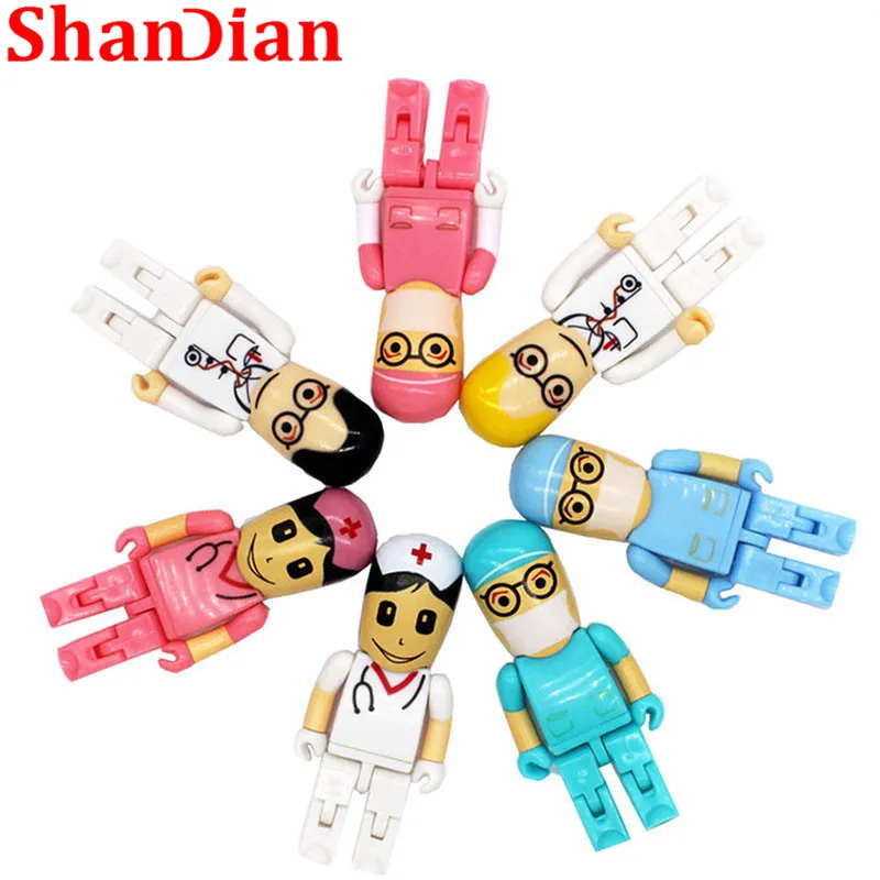 

SHANDIAN Promotions cute Doctors nurse USB Flash Drive dentist Pen drive pendrive 4GB 16GB 32GB 64GB memory stick U disk gift