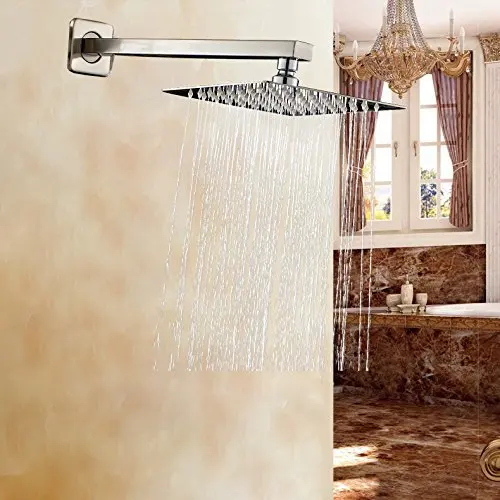

10" Rainfall Top Shower Head with Wall Mounted Shower Arm Brushed Nickel