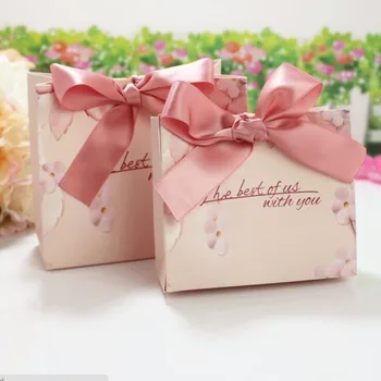 

24Pcs BronzingCandy Bag Top Grade Wedding Candy Box With Ribbon Wedding Ceremony Party Decoration Favor Pink Green Gifts Box