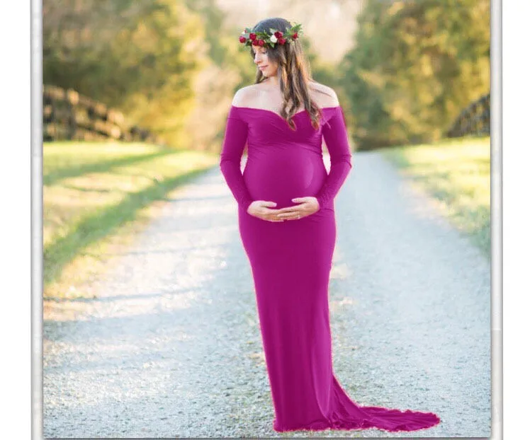 2018 Cotton Maternity Photography Props Maternity Gown Dress Off Shoulder Sexy Women Pregnancy Maxi Dresses For Photo Shooting (3)