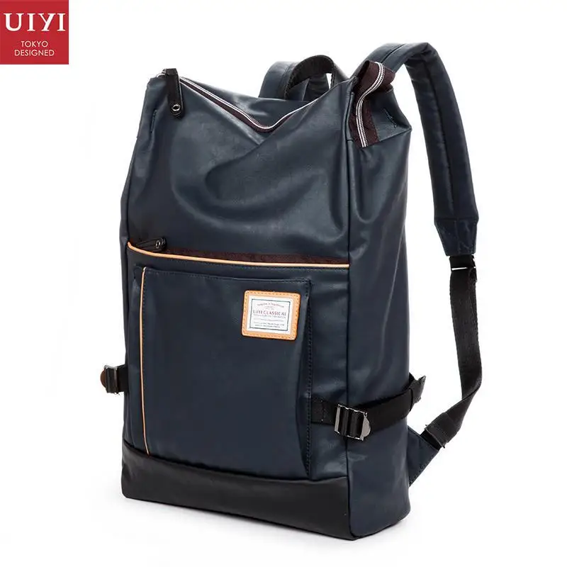 

UIYI Design Brand Women Men PU Leather Daily Backpack Travel Casual 14 Inch Laptop Shoulder Bag College School Rucksack 150044