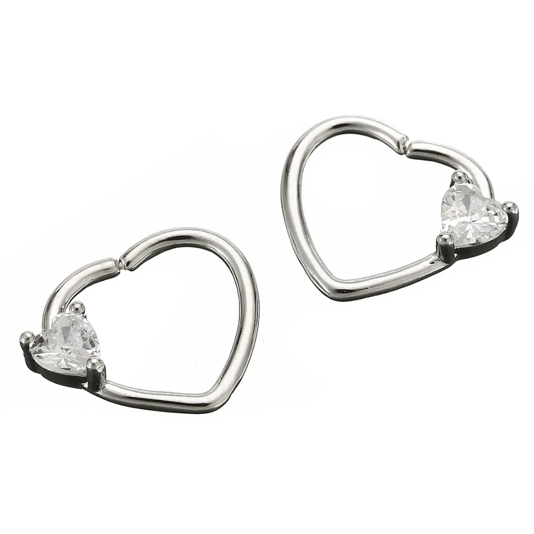 Sexy Zircon Crystal Nose Ear Rings Helix Tragus Piercings Cartilage Earring Love Heart Hoop Earring Body Jewelry Shellhard 2pcs