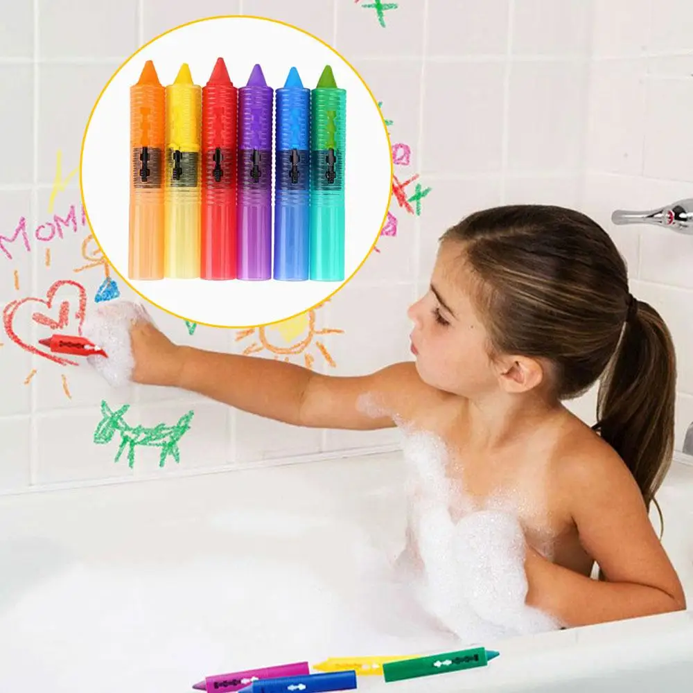 6 Pcs/Set Baby Kids Bathing Washable Bath Crayons Bath Time Fun Play