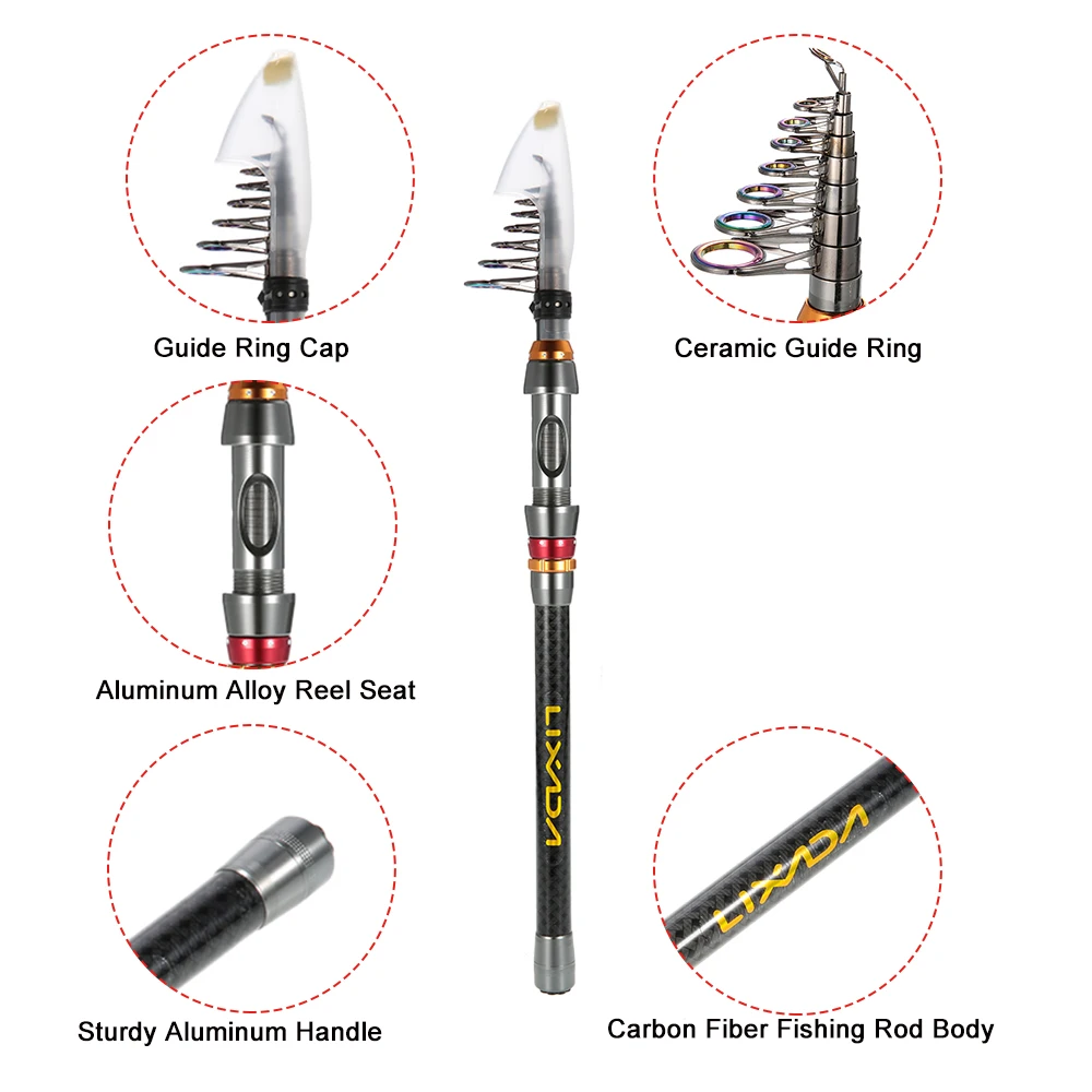 Lixada 2,1/2,4/2,7/3 м телескопическая рыболовная удочка Катушка комбо полный комплект спиннинговая катушка полюс набор с рыболовной леской приманки Крючки сумка чехол