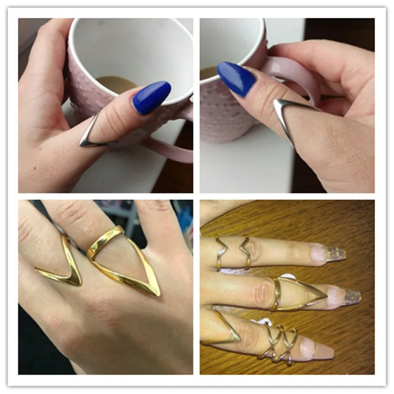 BORASI Fashion Jewelry V Ring For Women Gold Color Stainless Steel Exquisite Shiny Polished Double V Shape Knuckle Ring 2017 6