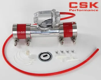 

silver Aluminum Billet Anodized Type-4 SQV Blow Off Valve BOV +2" Flange Pipe +silicone +clanps +4mm vaccum hose red