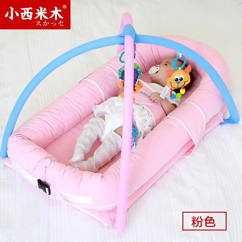 Маленькая деревянная кроватка Sago многофункциональная кровать Bb Bionic Новорожденный ребенок для детей - Цвет: pink