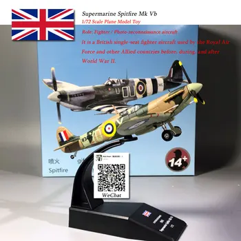 

AMER 1/72 Scale Military Model Toys Supermarine Spitfire Mk Vb Fighter Diecast Metal Plane Model Toy For Collection,Gift,Kids