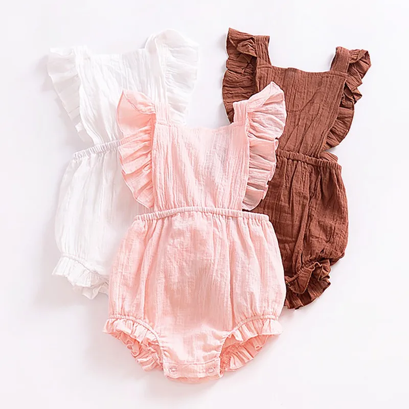 

Baby Girl Romper Sleeveless Hollow Out Bownot Climbing Suit Baby Girl Clothes Rompers Baby Summer