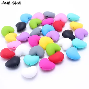 

MHS.SUN Food grade silicone heart beads BPA free durable silicone teething beads safety baby kid chewing jewelry accessories