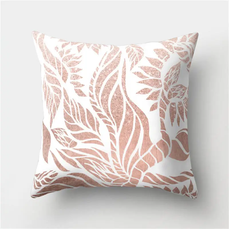 Розовое золото розовый персиковый чехол для подушки лист геометрический животное перо домашний декоративный с рисунком подушки 24 стиля 45*45 см 1 шт - Цвет: 20