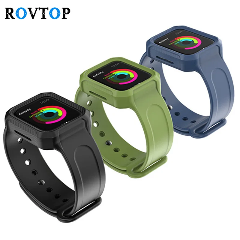 

Rovtop Soft Silicone Strap for Apple Watch Band Protective Bracelet Watchband for Apple Watch Strap Rubber Watch Band 4 3 2