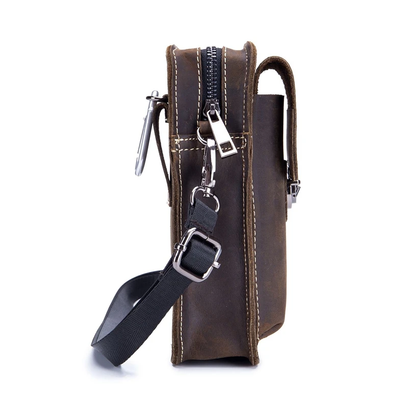 BULLCAPTAIN Genuine Leather Men Shoulder Bag Small Bag Vintage