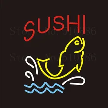 Неоновая вывеска для суши, Настоящая стеклянная трубка, бар, еда, японская кухня, паб, ресторан, вывеска, магазин, свет на заказ 17*14"