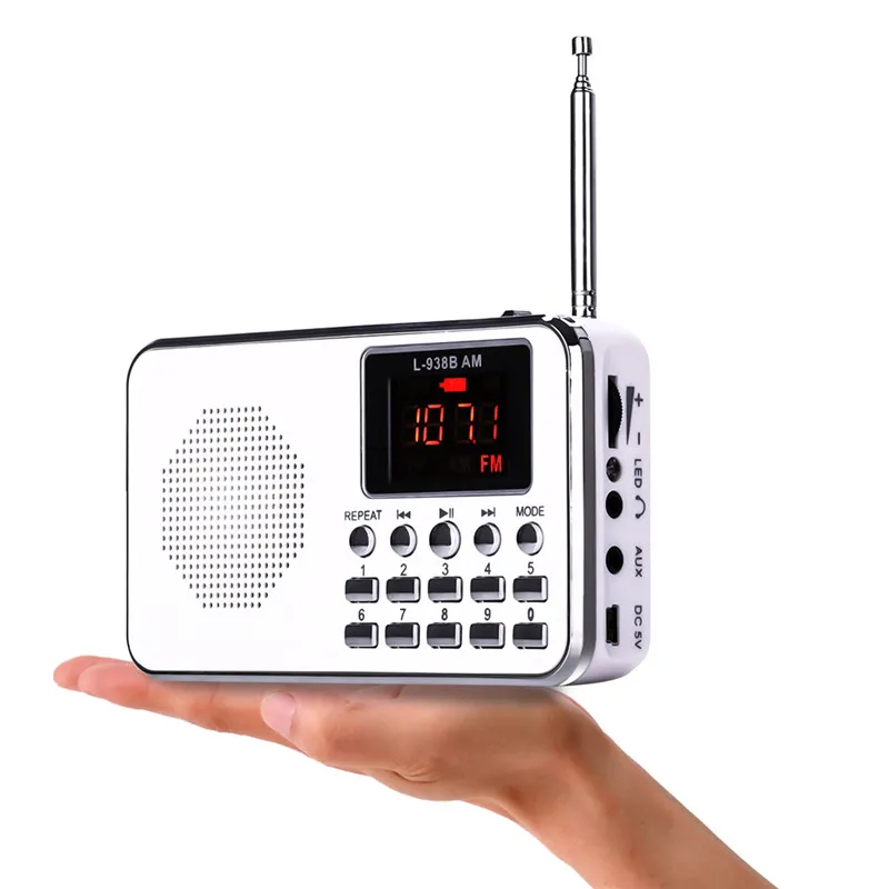 Mini FM AM Mini Radio Digital LCD Speaker MP3 Music Player AUX USB TF ...
