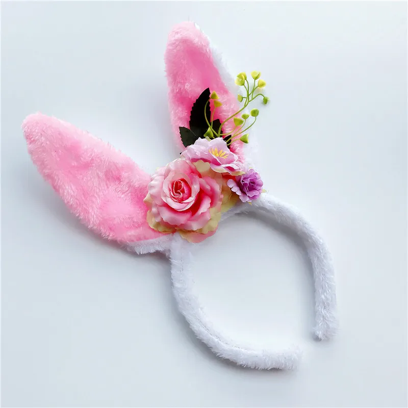 Дети Hairband кролик уха лента для волос для Платье на день рождения с цветочным принтом повязка для волос Интимные аксессуары для фотосессий - Цвет: Пустынный камуфляж