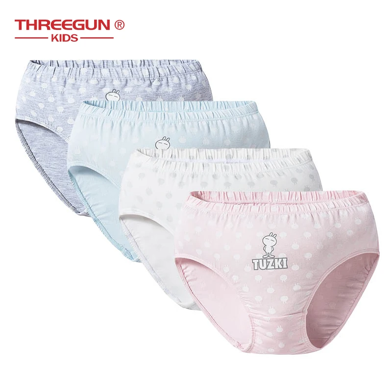 

THREEGUN X Tuzki Children Underwear Kids Underwear Cotton Panties Teenager Boxers Girls Underwear Teen Underpants 4pcs/Lot