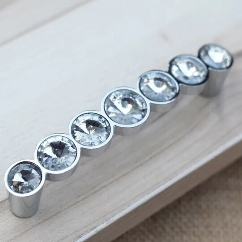 96mm modern fashion deluxe glass diamond furniture handles transparent