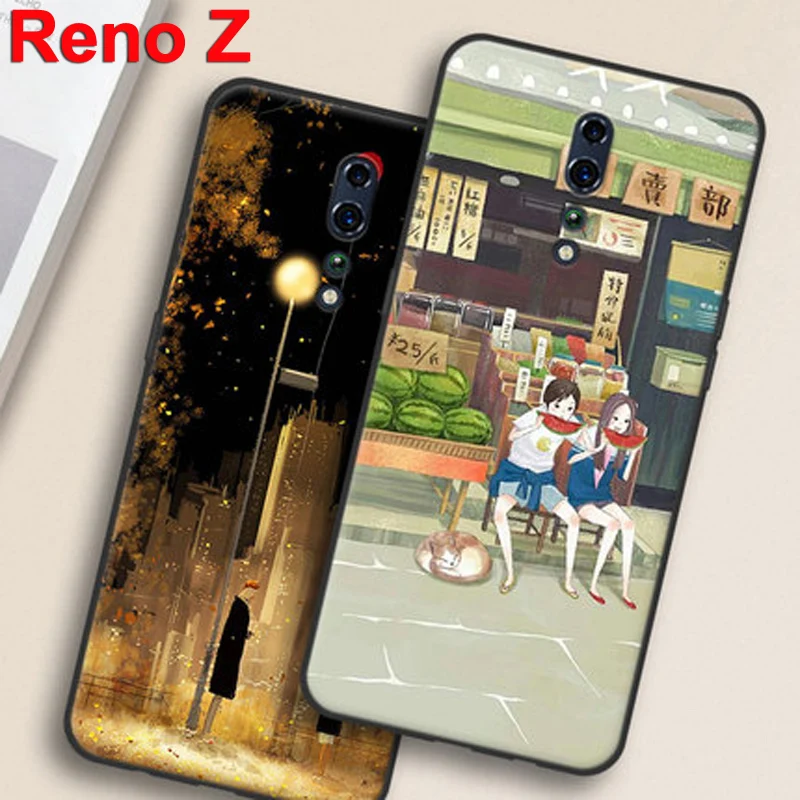 

Bumper For OPPO Reno Z Case Anime girl flower soft silicone TPU phone Cover For OPPO RenoZ PCDM10 back cases Reno Z shell