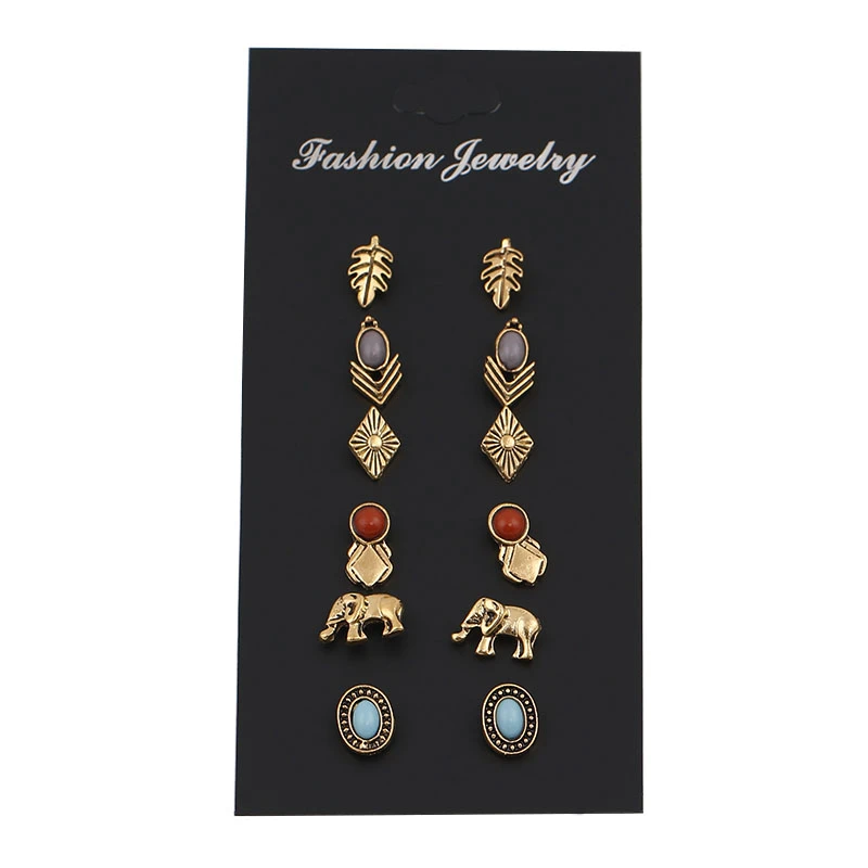 6Pairs//Set Fashion Women Rhinestone Crystal Drop Jewelry Ear Stud Earrings Boho