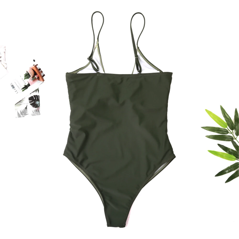 

Summer Swimwear Women Sling Backless One Piece Slim Swimsuit Chest Tie Flower Solid Bathing Suits Bikini Padded Beachwear S-xl
