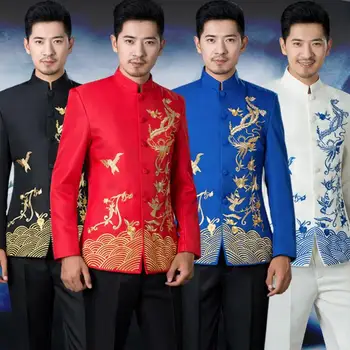 Stand collar embroidery blazer men formal dress latest coat pant designs suit men wedding suits for men's chinese tunic suit tian qiong mens black wool suits latest coat pant designs chinese style stand collar slim fit groom wedding suit formal wear