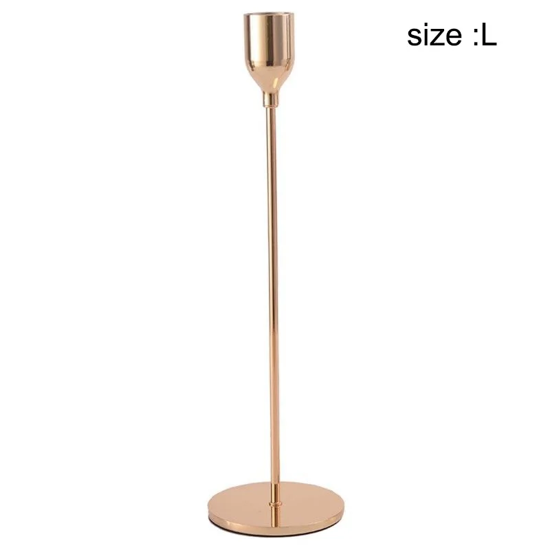 Rose Gold L Металлический подсвечник с одной головкой, подсвечник, Настольная Свадебная Рождественская декорация, распродажа - Цвет: Rose Gold L